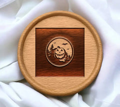 Halloween Pumpkin Circle SVG Bats, Trees, Illustration SVG