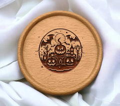 Halloween Minimalist Pumpkins & Bats SVG - Drawing SVG