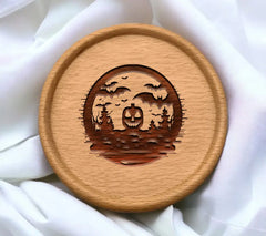 Halloween Pumpkin & Bats SVG - Minimalist Design SVG