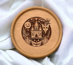 Haunted House Halloween SVG Spooky Castle with Pumpkins & Bats SVG