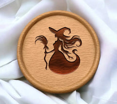 Halloween Witch Silhouette SVG - Long Hair & Broom SVG