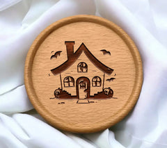 Haunted House Halloween SVG - Drawing with Bats & Pumpkins SVG