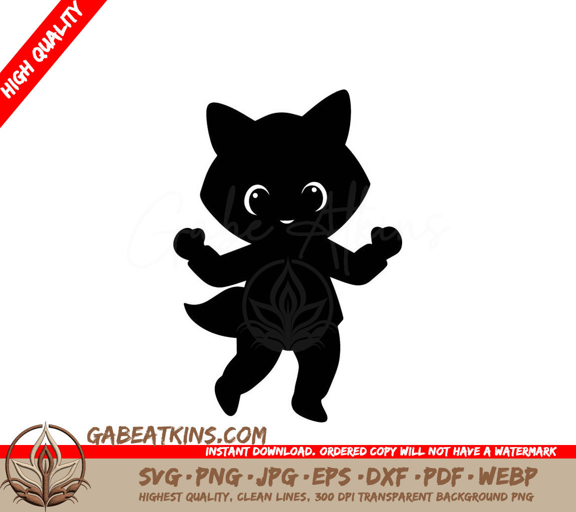 Colorful Halloween Baby Girl Dancing with Black Cat Silhouette SVG SVG