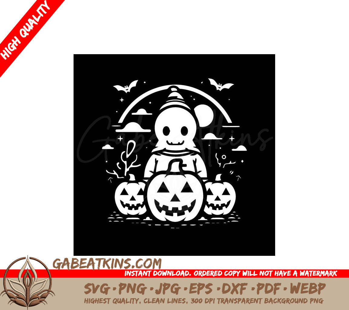 Halloween Scarecrow with Pumpkins SVG Illustration - SVG