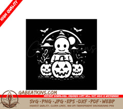 Halloween Scarecrow with Pumpkins SVG Illustration - SVG