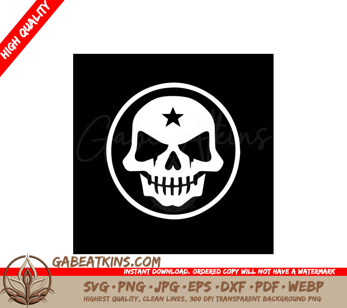 Starry Skull Circle SVG - Halloween Design SVG