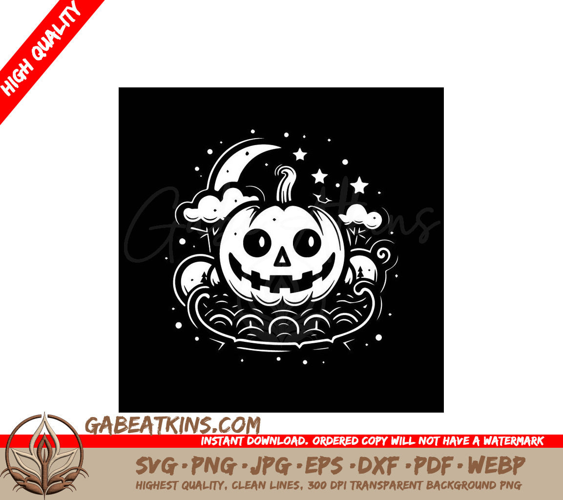 Smiling Pumpkin Halloween SVG - Drawing SVG