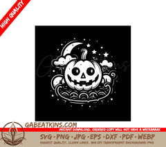 Smiling Pumpkin Halloween SVG - Drawing SVG
