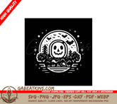 Halloween Skull with Trees and Bats SVG Illustration SVG