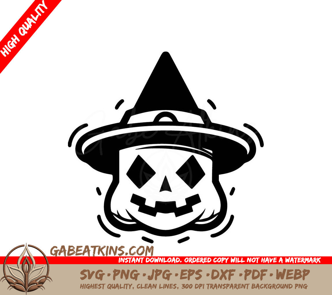 Halloween Witch Hat Pumpkin SVG - Drawing SVG