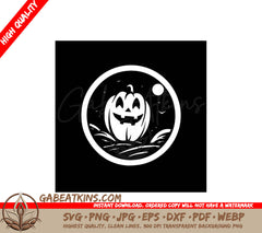 Halloween Pumpkin Circle SVG - Drawing SVG