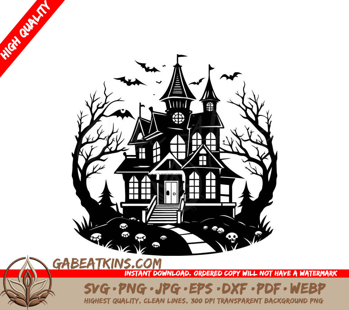Haunted House  SVG - Halloween Vector Illustration SVG