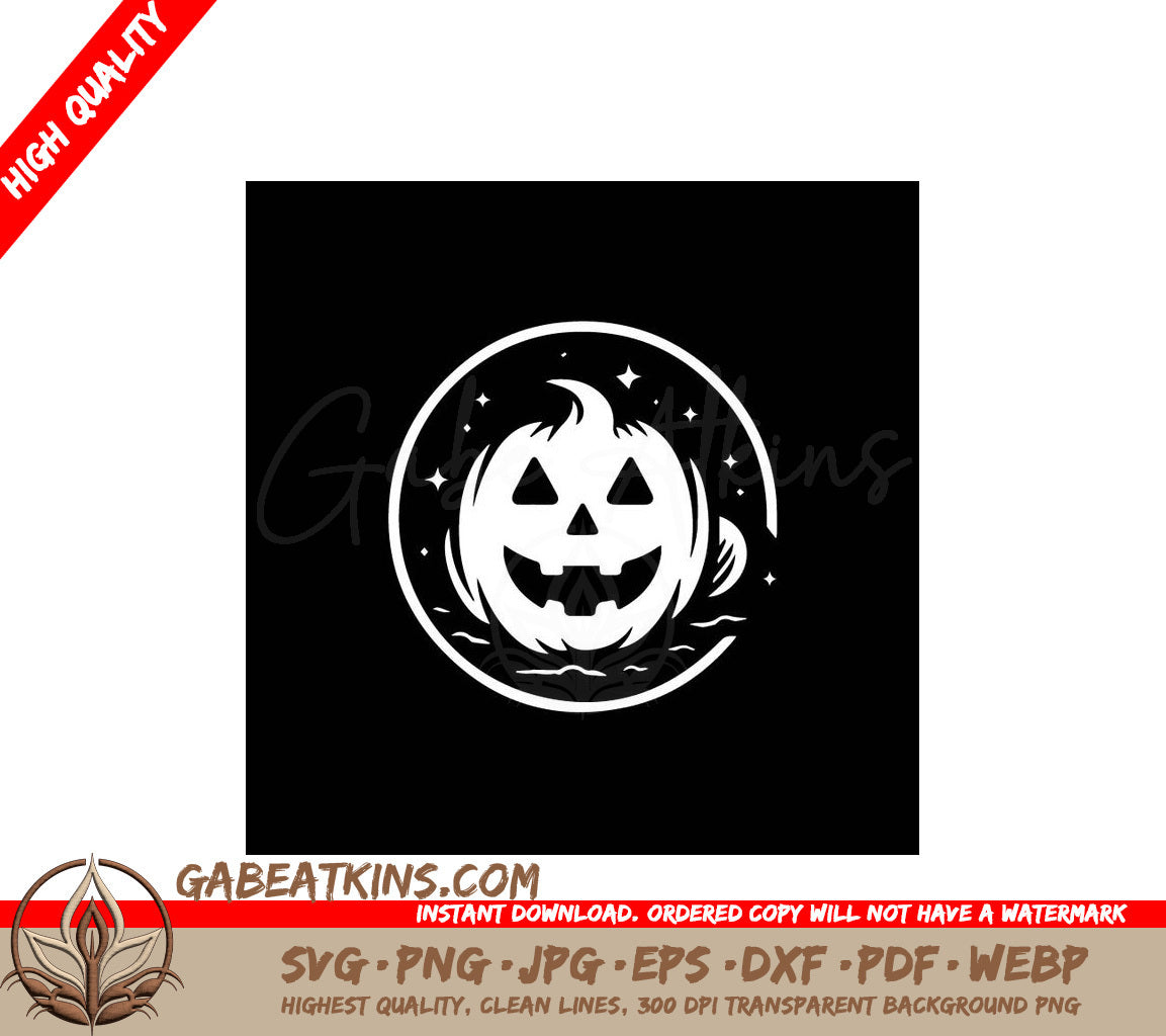 Halloween Pumpkin Silhouette SVG - Minimalist Circle Design SVG