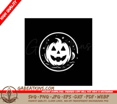 Halloween Pumpkin Silhouette SVG - Minimalist Circle Design SVG