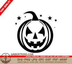 Halloween Minimalist Pumpkin SVG with Stars - Design SVG