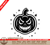 Minimalist  Evil Pumpkin SVG with Stars - Halloween Design SVG