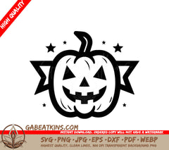 Minimalist Pumpkin with Stars SVG - Halloween Clipart SVG