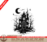 Haunted House SVG  Eerie House Illustration for Halloween Designs SVG