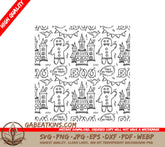 Halloween Gingerbread Castle & Bats Seamless SVG Pattern SVG