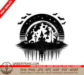 Halloween Haunted House Silhouette SVG -  Vector Art SVG