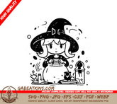 Cute Witch with D Hat SVG - Halloween Vector Illustration SVG