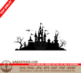 Haunted Castle Silhouette SVG -  Halloween Vector Graphic SVG