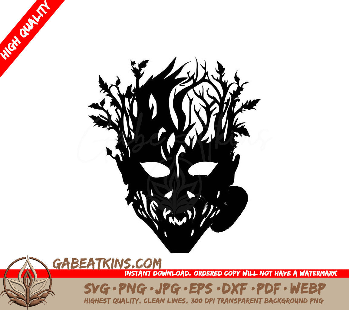 A Black And White Drawing Of A Face With Trees Growing Out Of It