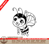 Bee with Flower SVG - Hand Drawn Outline Illustration SVG