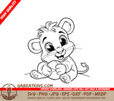Kawaii Baby Lion Coloring Page SVG -  Hand Drawn Illustration SVG
