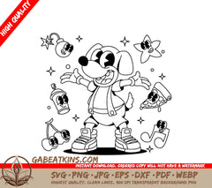 Retro Cartoon Dog SVG -  Hand Drawn Coloring Illustration SVG