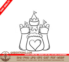 Hand Drawn  Sandcastle with Heart SVG Clip Art SVG