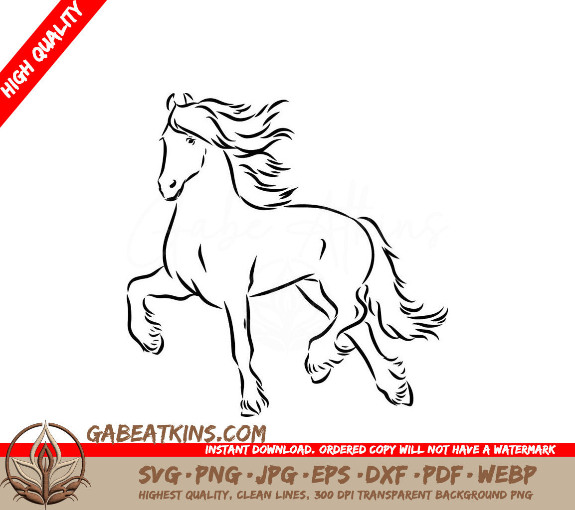 A Running Horse SVG - Handdrawn horse on a white background heavy horse vector sketch illustration SVG