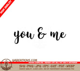 Cursive You and Me SVG Design - White Background SVG