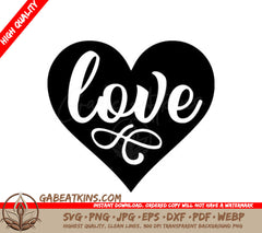 Black Heart with Love SVG - Happy Day Design SVG