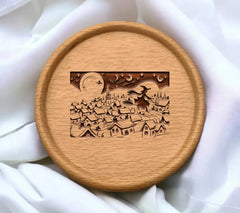 Flying Witch SVG - Halloween Village Illustration SVG