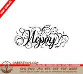 Swirled Merry Calligraphy SVG - Happy New Year Greeting Card SVG