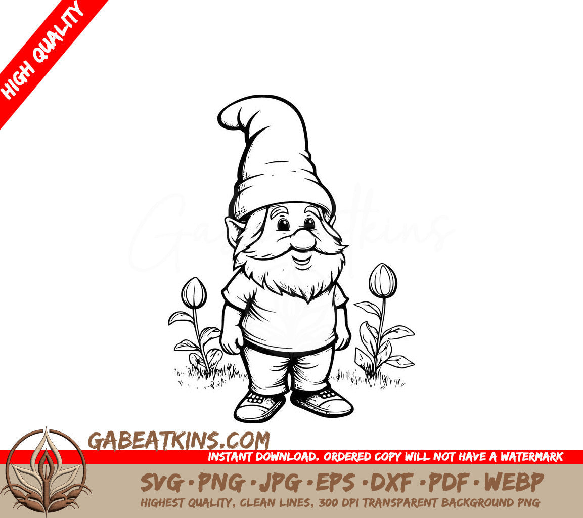 A Gnome Standing In The Grass SVG - Happy Garden Gnome SVG
