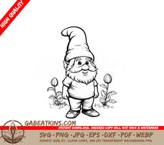 A Gnome Standing In The Grass SVG - Happy Garden Gnome SVG