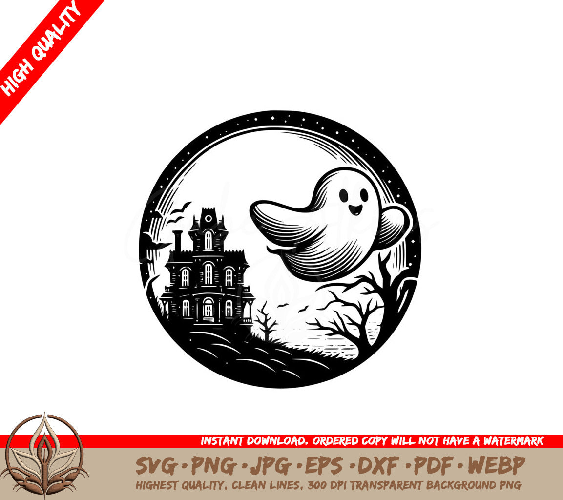 Happy Haunts Home SVG Digital Product - File Formats: SVG, PNG, JPG, AI, PDF, DXF, EPS, WebP