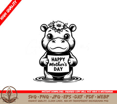 Happy Hippo Mom Greeting SVG Digital Product