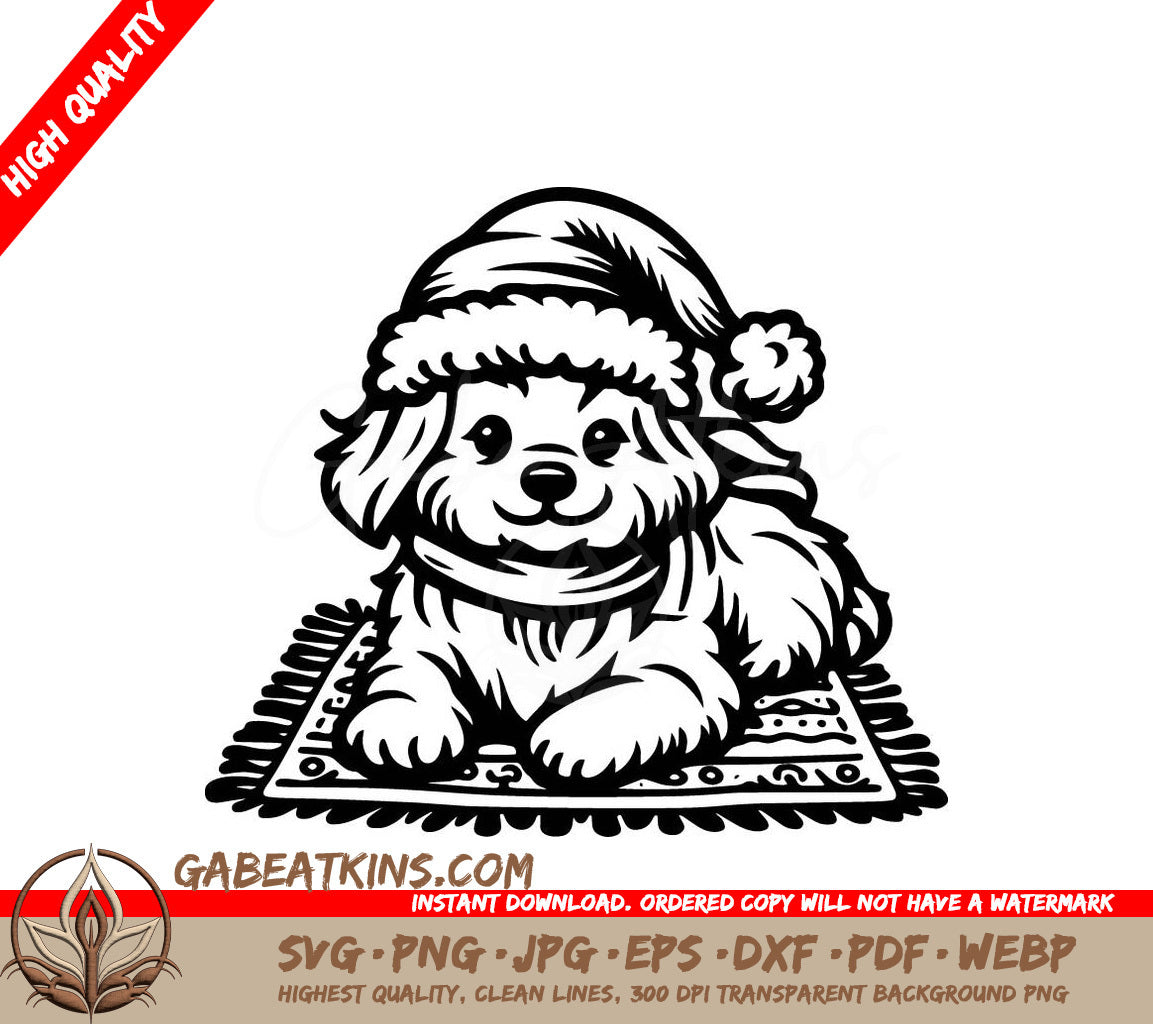 A Dog Wearing A Santa Hat SVG - Happy Holiday Pup SVG