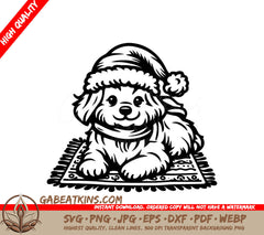 A Dog Wearing A Santa Hat SVG - Happy Holiday Pup SVG