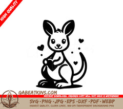 A Kangaroo Holding A Heart SVG - Happy Kangaroo Love SVG