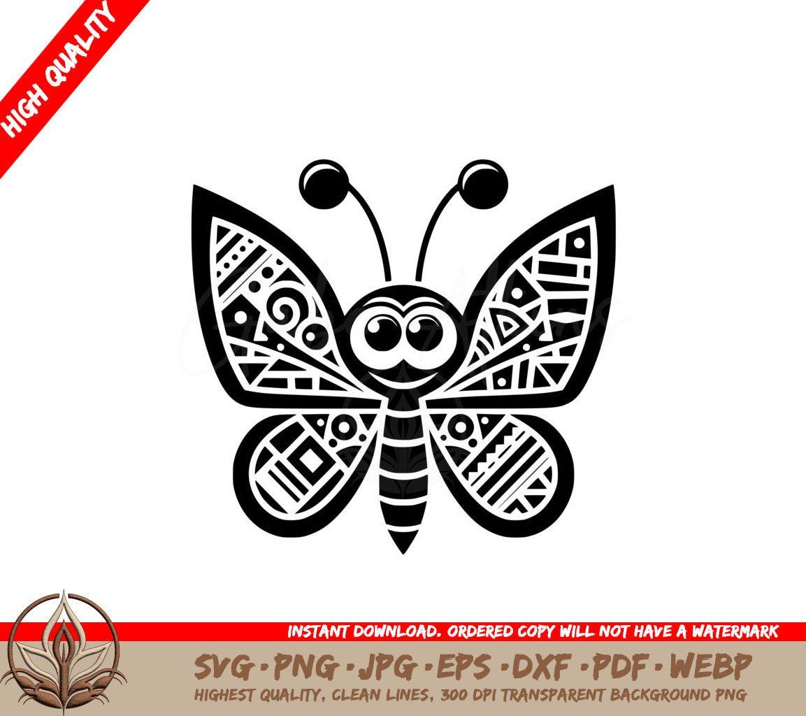 Happy Butterfly Patterned SVG - Digital Product Offered in Multiple File Formats