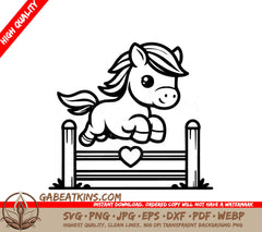 A Pony Jumping Over A Fence SVG - Happy Pony Jump SVG