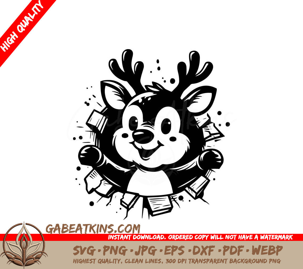 A Reindeer With Antlers SVG - Happy Reindeer Breakout SVG