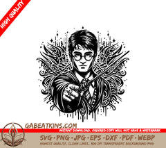 Harry Potter Holding Wand SVG - Drawing SVG