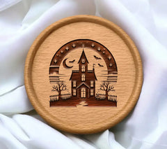 Haunted House Silhouette SVG - Scary House with Bats SVG