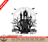 Haunted Castle Full Moon SVG -  Halloween Vector Illustration SVG
