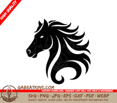 A Horses Head SVG - Head Horse Silhouette Vector Logo Graphic vector black color silhouette SVG